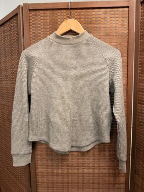 Madewell Waffle-Knit Mock Neck Pullover - Taupe